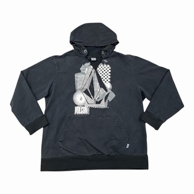 Vintage Y2K Volcom Skate Hoodie Sweatshirt Men s 2XL Black Grunge