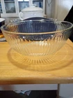 Vintage Pyrex Glass 4.5 QT RIBBED Nesting MIXING BOWL w BLUE Lid #704-S USA