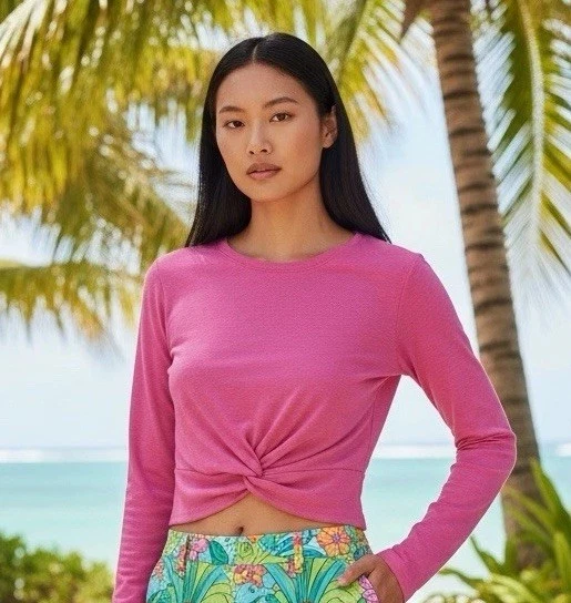 New Lilly Pulitzer Luxletic Tarina Shirt Long Sleeve Top Active Tee Pink XS