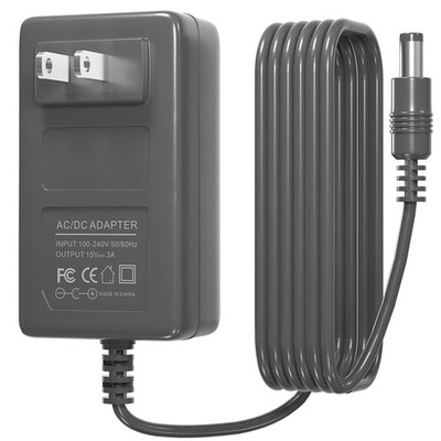 15V 3A Power Supply Charger AC/DC Adapter, 45W Switching Adapter Black 