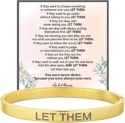 LIU JUN Dont Let The Hard Days Win Motivational Bangle, 18k Ellipse Gold 