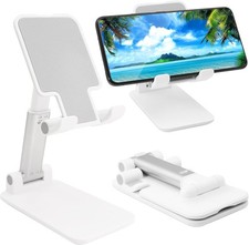 Cell Phone Stand, Folding Desktop Angle Height B-White