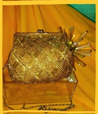Title: Vtg. La Regale Gold Beaded Art Deco Evening Clutch/Purse - Gatsby Style