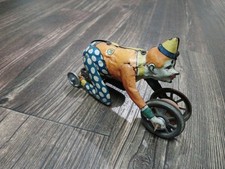 Rare 1930s TippCo German Tin Wind-Up Crawling Clown w/ Chime Bell - Working