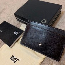 MontBlanc Card Holder 3 Pocket Business Card Pass Case Dark Brown 7cm x 10.7cm