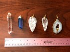 Lot of Stone Gemstone Quartz Arrowhead Agate Pendant Top Jewelry Making Craft — photo 2