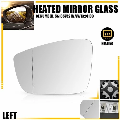 1x Left Side Mirror Glass For 2013-2015 Volkswagen Passat VW1324103 561857521A