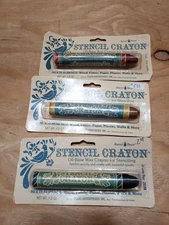 NIB 1985 Stencil Crayon red yellow blue oil based wax crayon  (CB)