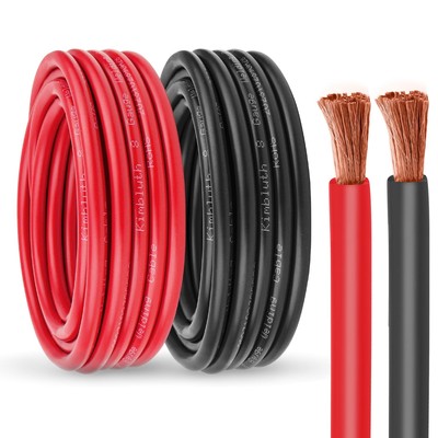 8 Gauge Battery Cable Copper Wire, 30FT Red+30FT Black 8 AWG Welding Cable St...