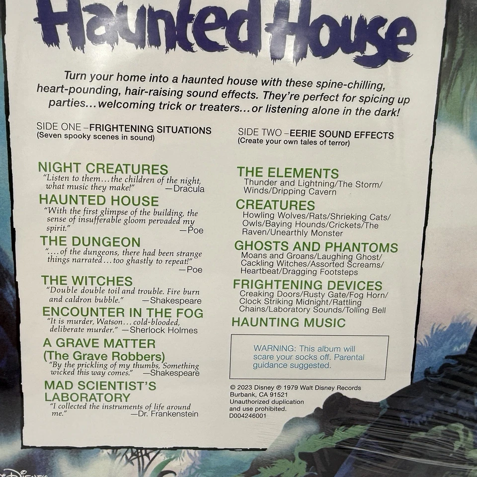 Walt Disney CHILLING THRILLING SOUNDS HAUNTED HOUSE LP Vinyl NEW smoke colored - Image 4 of 4