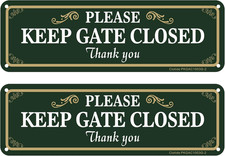 2 Pack Please Keep Gate Closed Sign, 10 X 3 Inches Rust Free Aluminum Metal Warn