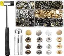 120 Sets Metal Snap Buttons,  15Mm Leather Snap Fasteners Kit with 5 Pieces Fixi