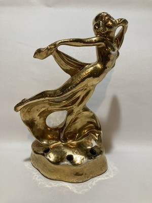 Erphila Fayence Germany Art Nouveau Gold Dancing Woman Porcelain Flower Frog