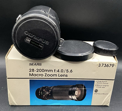 Sears Multicoated Camera Zoom Lens 28-200mm, Olympus OM-System/lens box, adapt