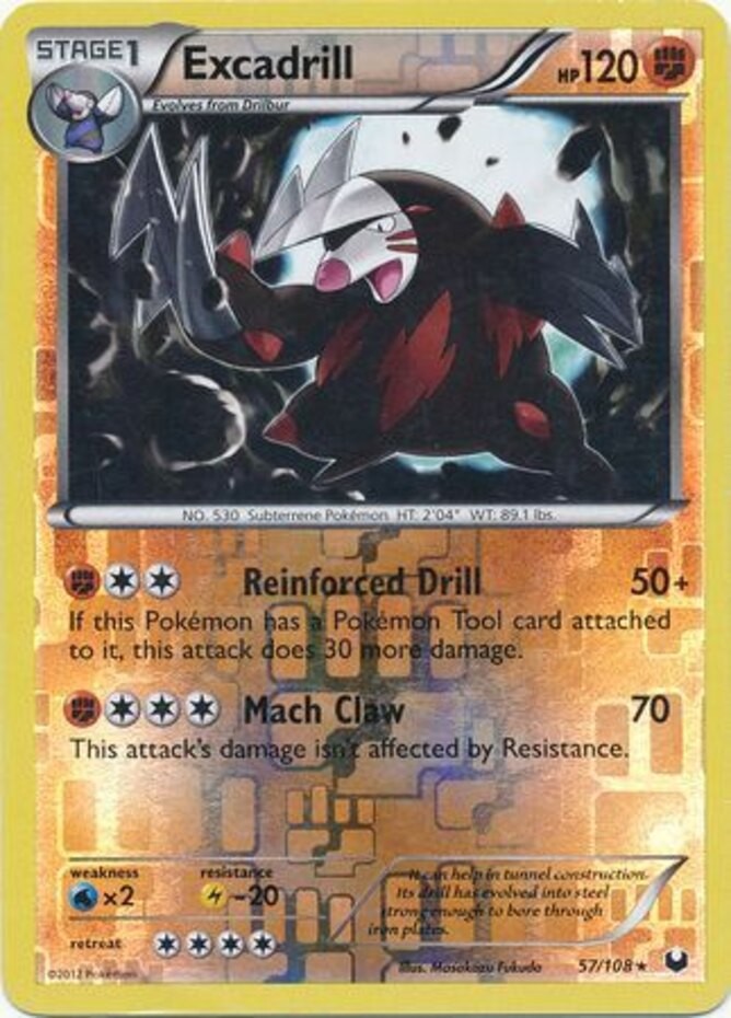 Excadrill - 57/108 - Rare - Reverse Holo NM, English Pokemon Dark Explorers