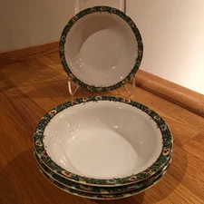 International Tableworks Velvet Faces 6-3/4" Coupe Cereal Bowls Pansies ~ S4 NEW