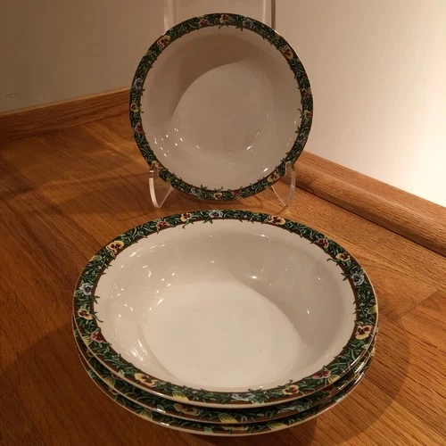 International Tableworks Velvet Faces 6-3/4" Coupe Cereal Bowls Pansies ~ S4 NEW