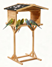 Wooden Bird Feeder Large Wood Birdfeeder for Feeding outside Garden Free Stand