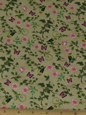 Floral Fabric Bistro Birds 100 Cotton From David Textiles