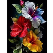 TOPCLTV 5D Diamond Art Kits for Adults, Hibiscus Flower Full Round HS009-1