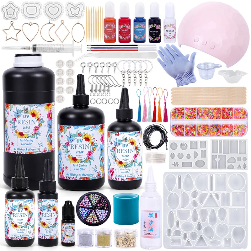 UV Resin Kit for DIY Jewelry Making Fast Drying Hard Glue Crafts & Molds