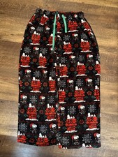 Peanuts Snoopy Pajama Pants Holiday Lounge Bottoms Flannel Womens L Drawstring