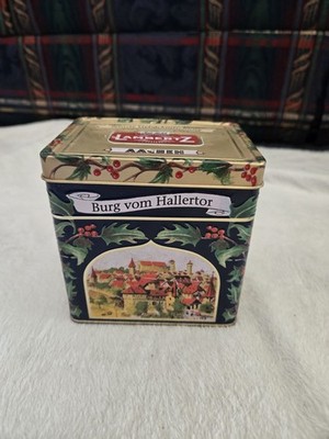 Vtg Lambertz AACHEN Germany Musical Cookie Tin Christmas Holly ''Silent Night''