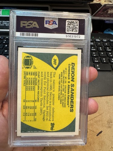 1989 Topps Traded Deion Sanders HOF ROOKIE RC #30T PSA 9 MINT - Bild 2 von 2