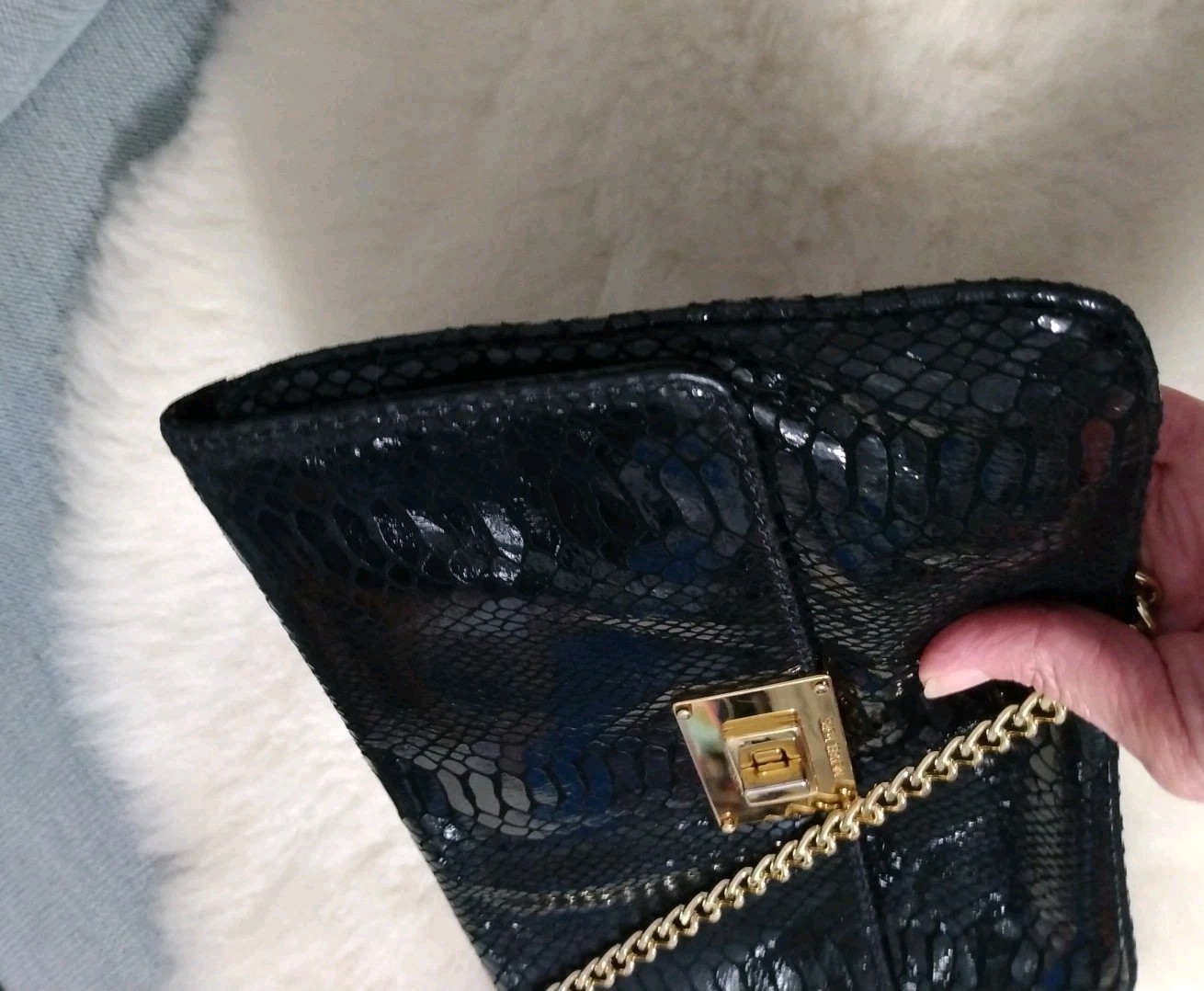 Michael Kors Glazed  Black Python Embossed Leathe… - image 11