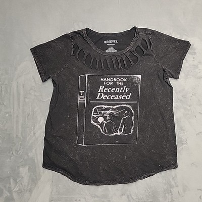 Beetlejuice Shirt Womens 1 Black Handbook Recently Dead Movie 80s Gothic Horror