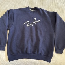 Men s Navy Blue Vintage Crewneck Rayban Ray ban Sweatshirt USA Size XL