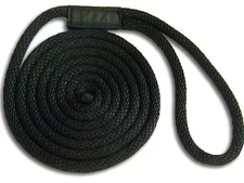 3/8" x 10' Solid Braid Nylon Dock Lines - Black - Made in USA