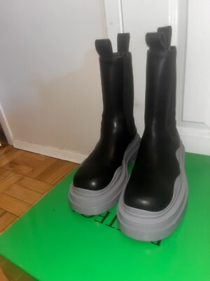 bottega veneta mens boots size 45 (12) Black And Grey Leather Boots