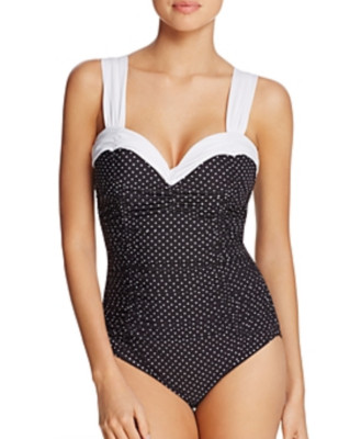 Miraclesuit L73225 Pin-Point Saxon Underwire Slimming One-Piece Swimsuit Size 12