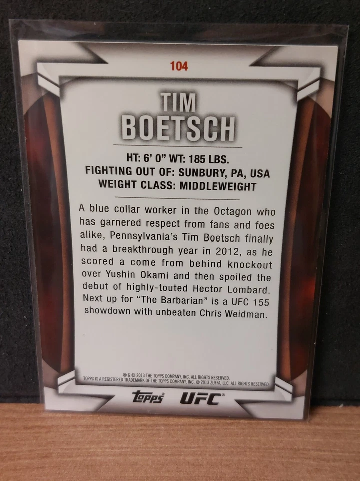 Tim Boetsch #104 2013 Topps UFC Knockout Gold #091/188 - Image 2 of 2