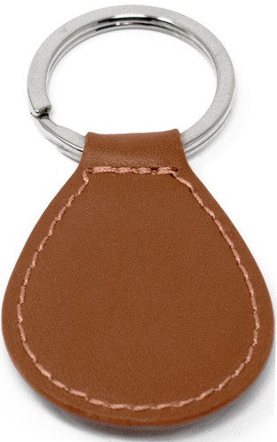 Brown Leather Teardrop Genuine Leather Keychain - Picture 5 of 5