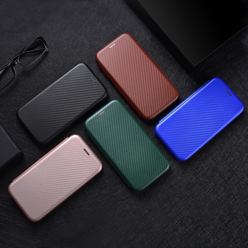 For Samsung S21 S20 FE Ultra S10 Plus Case carbon fiber Leather Wallet Cover - Picture 2 of 23
