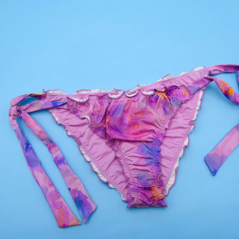 Frankies Bikinis Large Pink Side Tie Dye Brazilian Bikini Bottom Beach Swimwear - Image 4 of 4