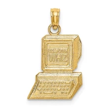 14k Yellow Gold COMPUTER WHIZ Charm Pendant Perfect Gift for Her