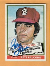 Pete Falcone St. Louis Cardinals AUTO Signed 1976 Topps Traded Brooklyn New York
