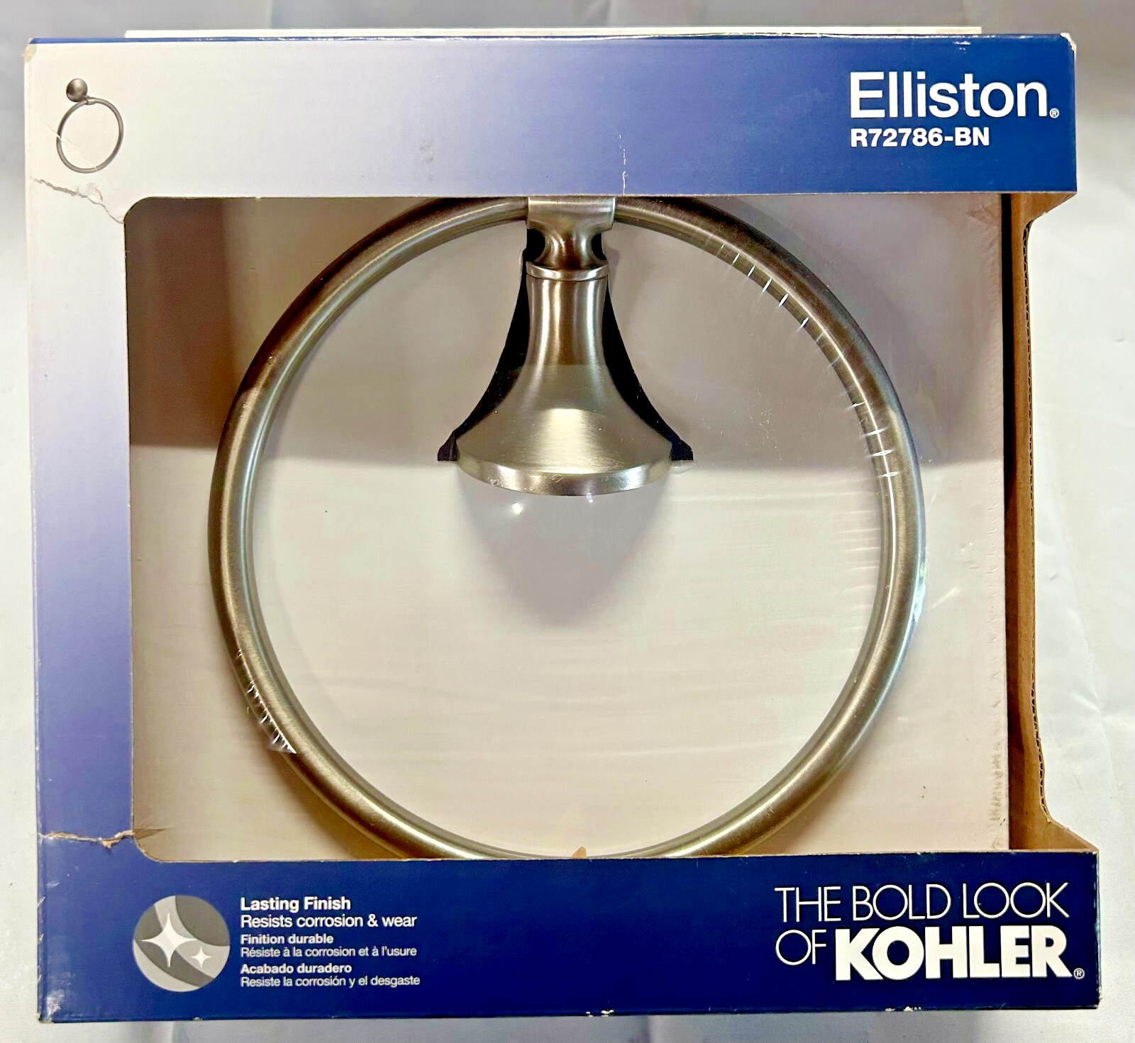 Bathroom Towel Ring Elliston Single Post Assembly New