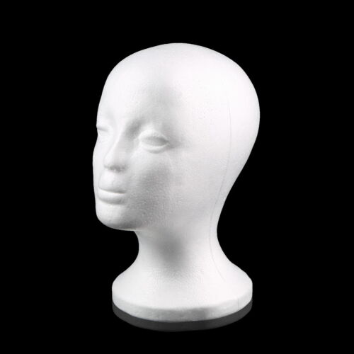 Polystyrene Female Display Mannequin Head Dummy Wig Stand Display Manikin Foam - Photo 1 sur 6