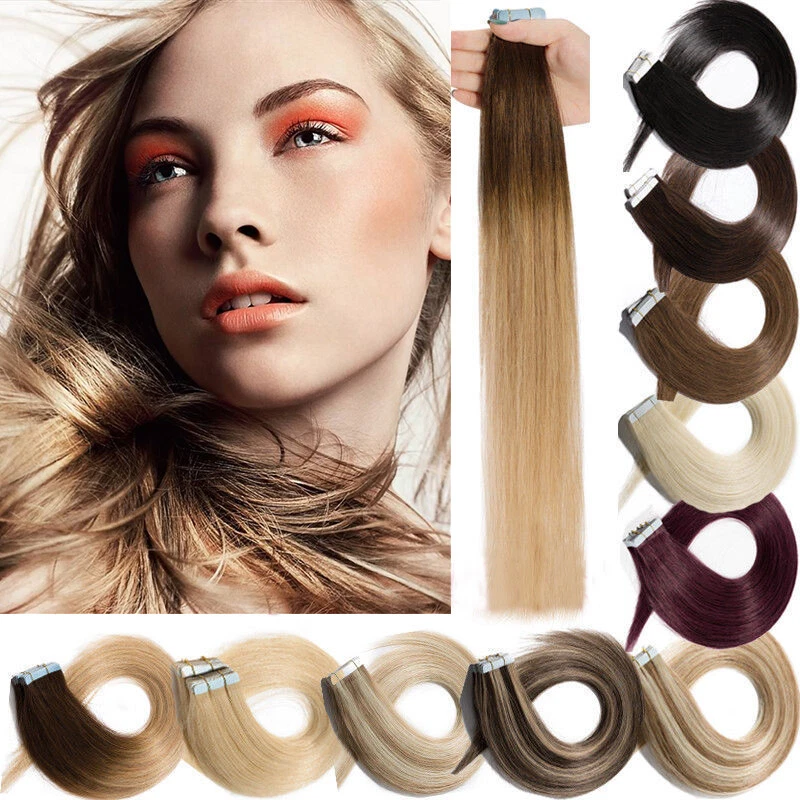 Tape in Human Hair Extensions Invisible Skin Weft Real Brazilian HairBalayage12A - Image 2 of 4