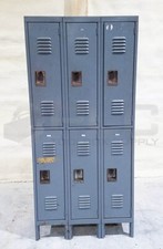 METAL LOCKER STORAGE CABINET, 6 DOOR, 36 x 18 x 78 READ 