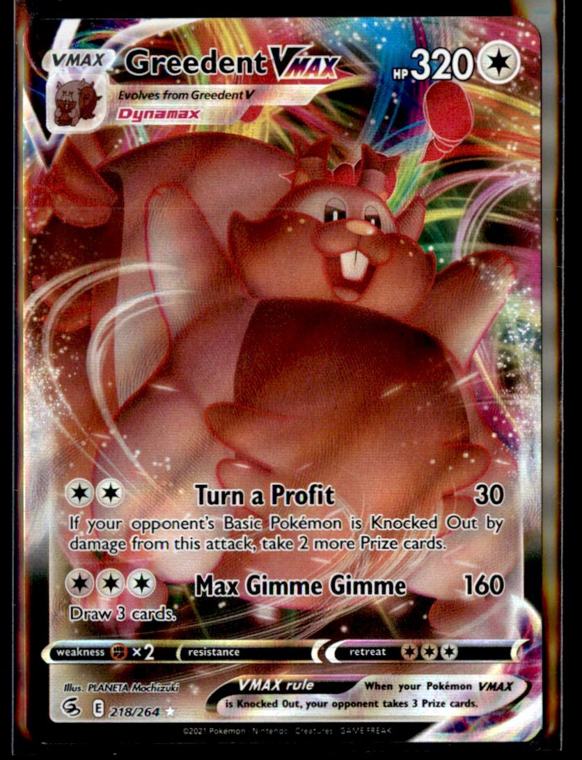 2021 Sword & Shield - Fusion Strike Greedent VMAX VMAX/Rare Holo VMAX #218