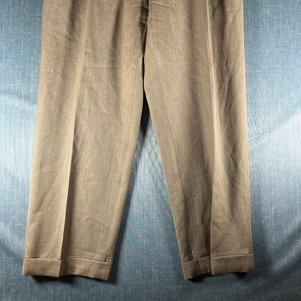 Joseph And Feiss Mens Pants Size 36 Beige Wool Pleated Dress - Image 3 of 4