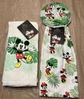 Disney Kitchen Towel Set  & Hanging Towel   Mickey Tropical Leaves  NEW