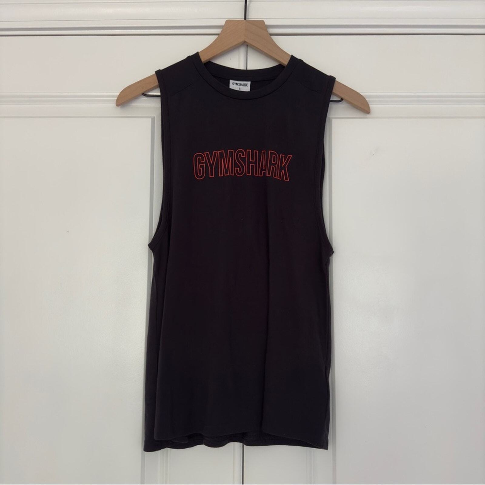 Gymshark sleeveless athletic tank top gym workout black orange Athleisure active