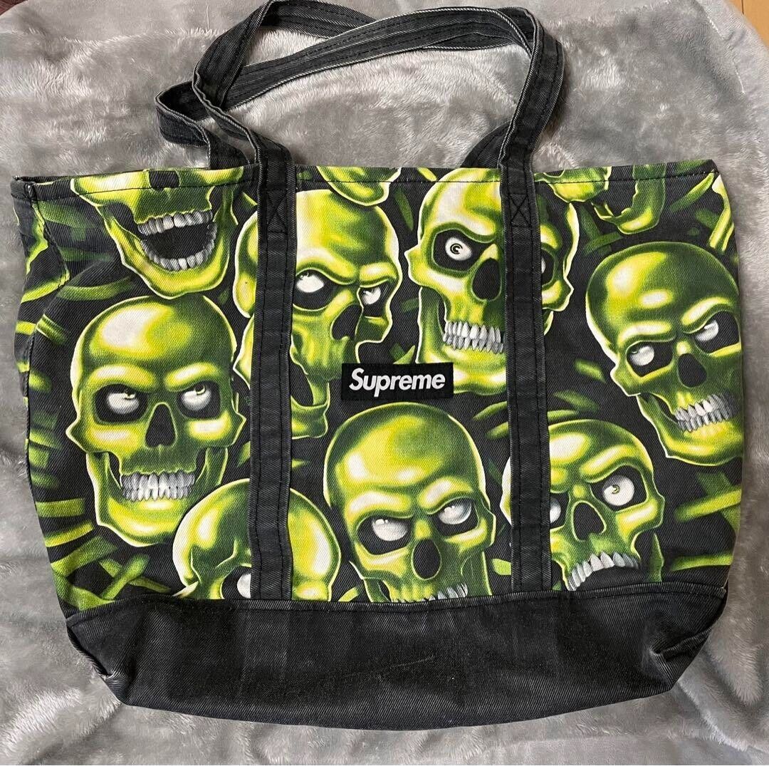 SUPREME tote bag/canvas/GRN/total pattern/18ss/Skull Pile SUPREME tote bag/canvas/GRN/total pattern/18ss/Skull Pile