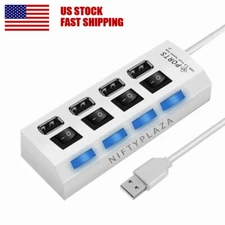 High Speed 4 Ports USB HUB 2.0 3.0 Multi USB Splitter On/Off Switch Adapter Comp